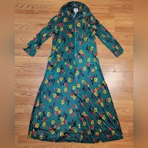 Retro print 1960's/70's vintage sears house dress. Size 18 Floral Green